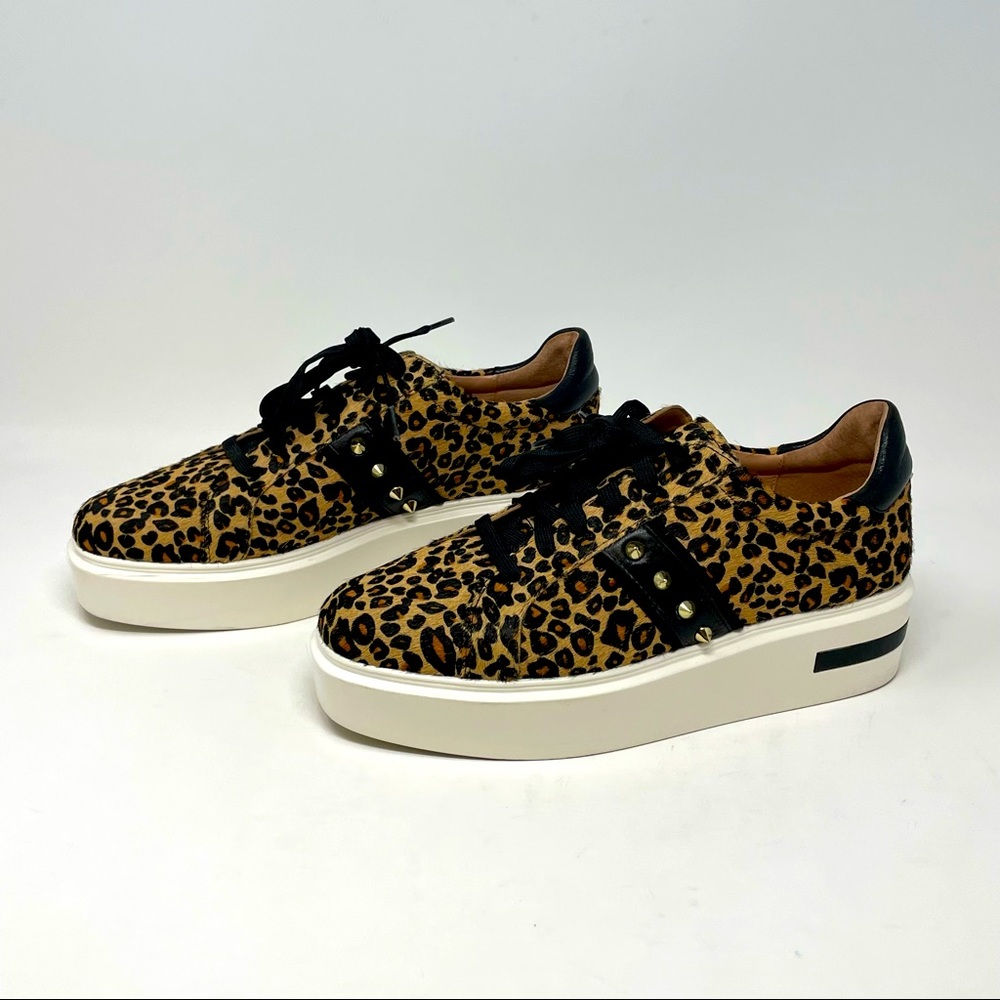 Linea Paolo Kendra Real Leather Calf Hair Platform Sneaker Size 10 Animal Print